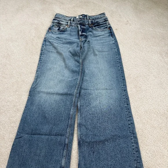 Reformation Cary Double Waistband High Rise Slouchy Wide Leg Jeans Rainy Sz 26 - Picture 3 of 8